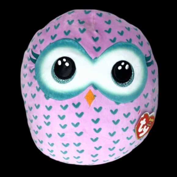 TY Squish-A-Boos Winks the Owl  Size - (14 inch) Plush Pink Soft Squishy - Picture 1 of 5